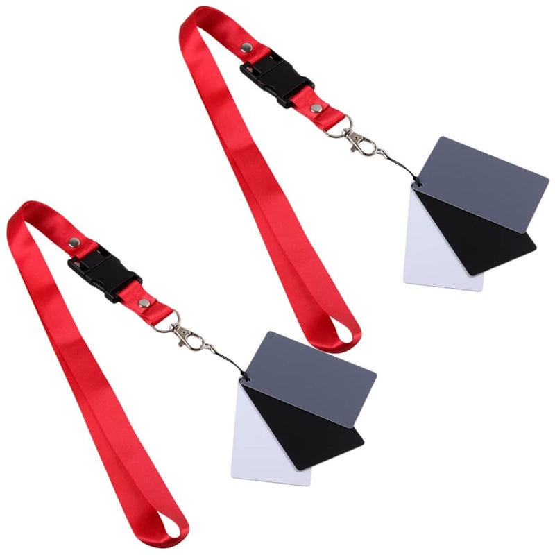 2 Pcs White Balance Card Set For Photography With Neck Strap Accurate Exposure And Color Correction Sliver - Image 2