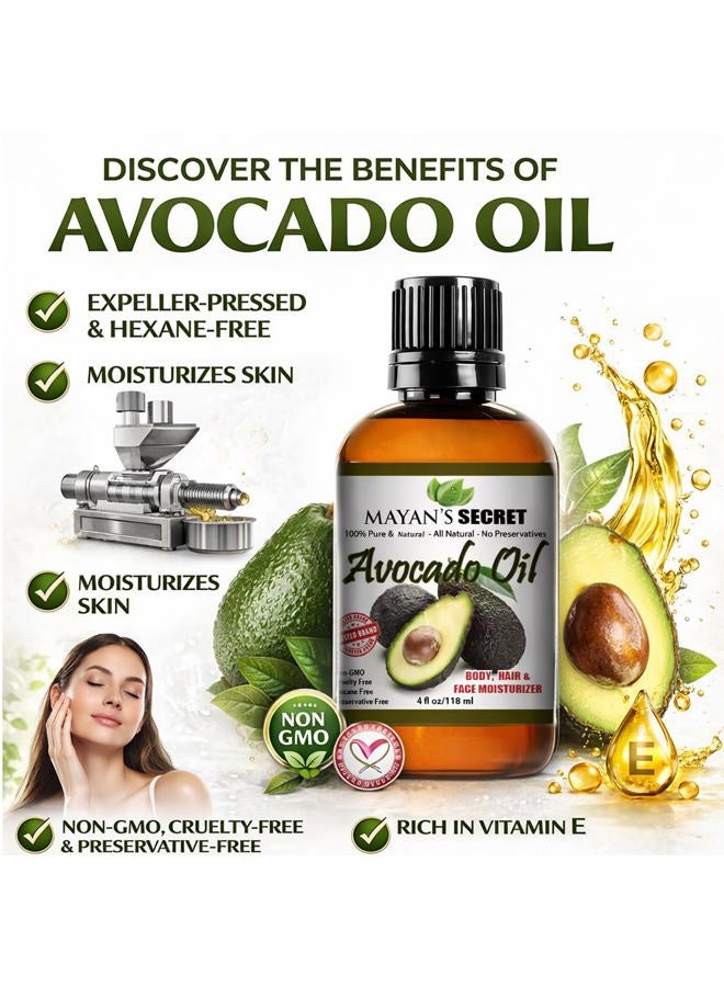 Mayan's Secret Avocado Oil For Hair Skin Nails - Natural Dry Skin Face Moisturizer - Collagen Boosting for Aging Skin Combat Fine Lines and Wrinkles - Dry Scalp Treatment Anti Dandruff Hair Growth Oil - Image 2