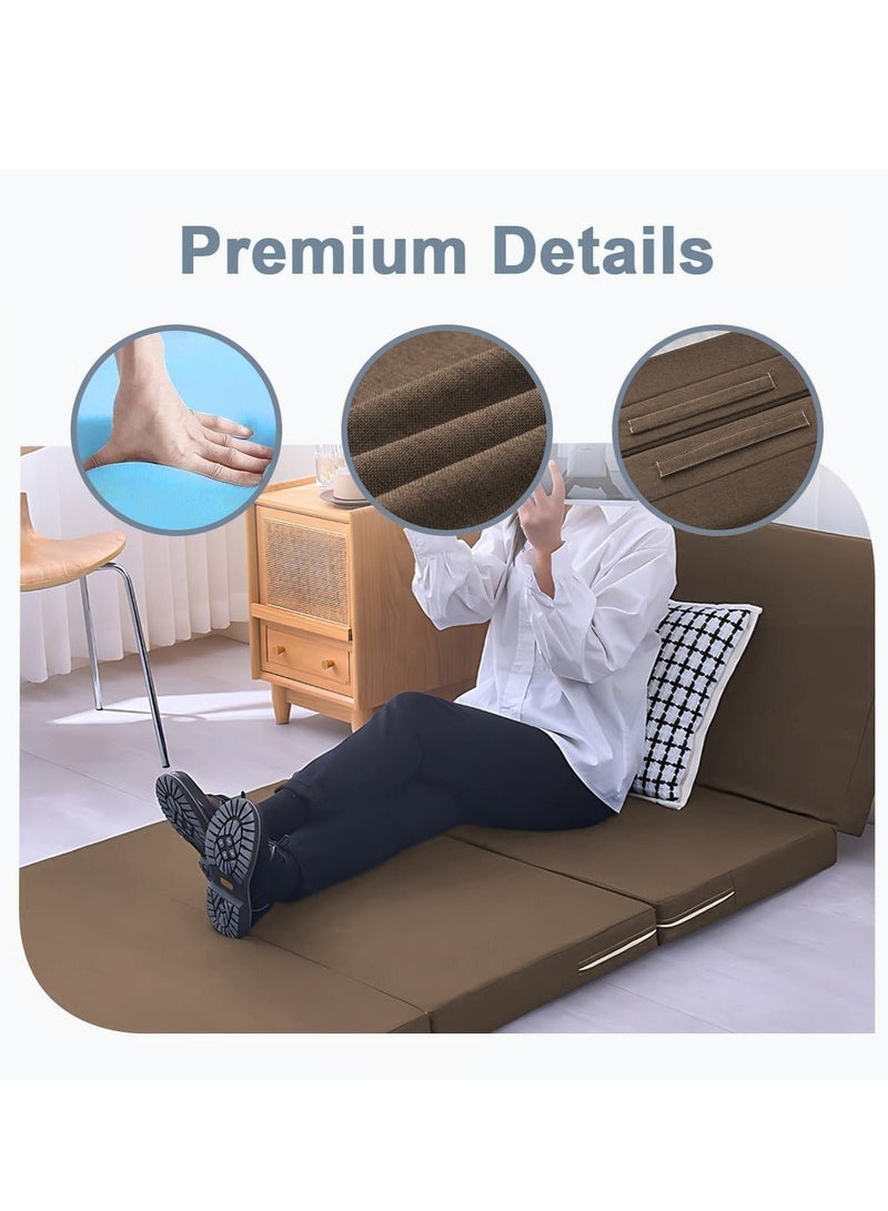 والالا مرتبة إسفنجية سميكة قابلة للطي محمولة بأربعة طيات، سرير قابل للطي، أسرّة للضيوف، سرير محمول، سجادة ضيوف علوية، وسادة نوم، قيلولة على الأرض مع غطاء قابل للتنفس وقابل للغسل - Image 3