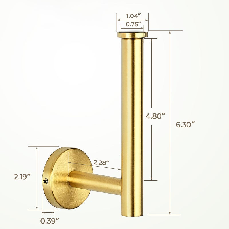 JOY DECOR 1 Pack Toilet Roll Holder Stand - Gold SUS304 Stainless Steel  Rustproof Toilet Paper Holder Tissue Holder for Kitchen Washroom Wall Mount Bathroom Tissue Holder - Image 3
