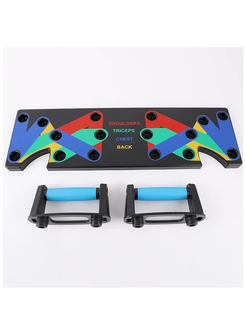لوحة كووينغ ادفع لأعلى، 16 في 1 معدات تدريب القوة، حامل دفع لأعلى متعدد الوظائف، صالة رياضية منزلية متنقلة قابلة للطي للرجال والنساء، رفع المقابض إلى أعلى للأرض لتعزيز الأسلحة والقلب والظهر - Image 1