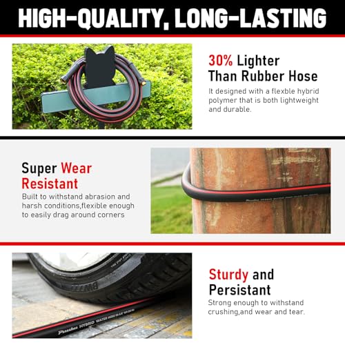 PUUKU Garden Hose 25ft x 5/8", NON-EXPANDABLE Heavy Duty Premium Flexible Water Hose, No Kink, Leakproof, Lightweight Hybrid Hose with Male to Female Fittings for Household&Backyard - Image 5