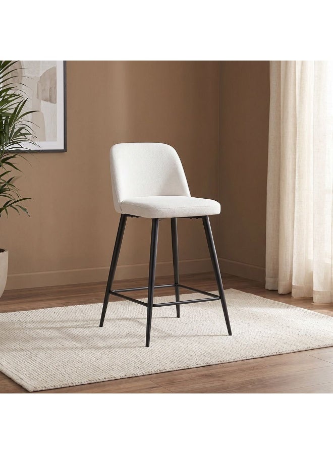 DANUBE HOME Nordland Fabric Bar Chair With Fabric Upholstery | Counter Chair Without Table| Single Seater Modern Design Armless Stool With Footrest Furniture L51xW51xH94cm-Off White/Black - Image 1