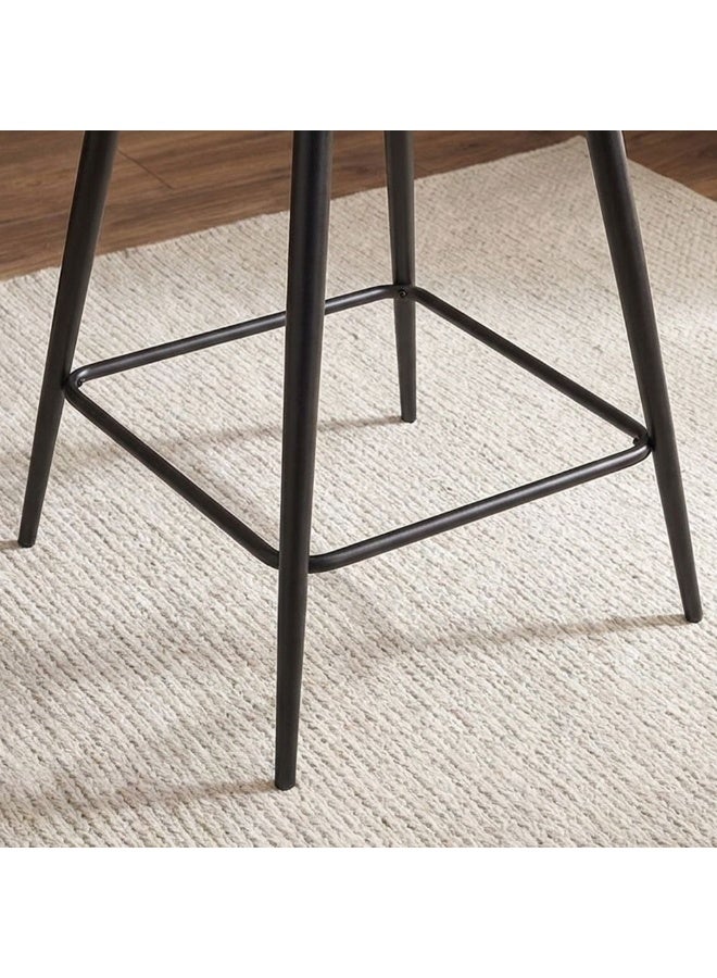DANUBE HOME Nordland Fabric Bar Chair With Fabric Upholstery | Counter Chair Without Table| Single Seater Modern Design Armless Stool With Footrest Furniture L51xW51xH94cm-Off White/Black - Image 3