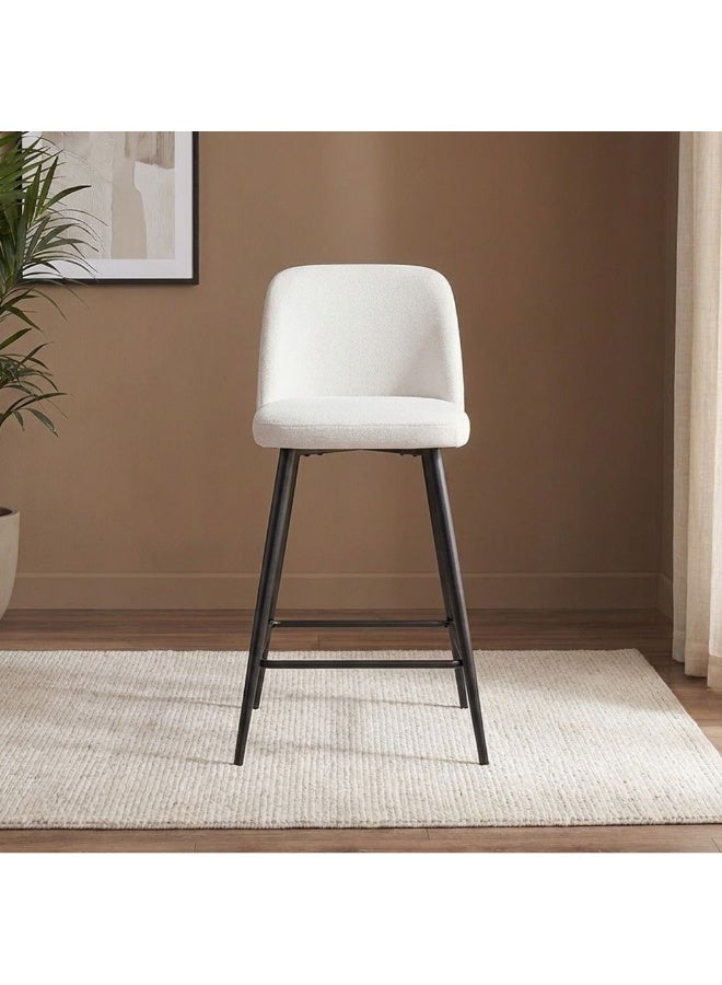DANUBE HOME Nordland Fabric Bar Chair With Fabric Upholstery | Counter Chair Without Table| Single Seater Modern Design Armless Stool With Footrest Furniture L51xW51xH94cm-Off White/Black - Image 2