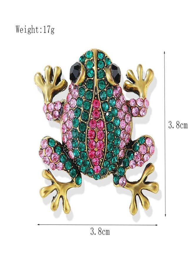 IS4U Vintage Crystal Frog Brooch Multicolored Rhinestone Frog Brooch Cute Metal Colored Diamond Animal Broochs Green Broochs Clothing Bag Hat Dress Jewelry for Men and Women (Pink) - Image 3
