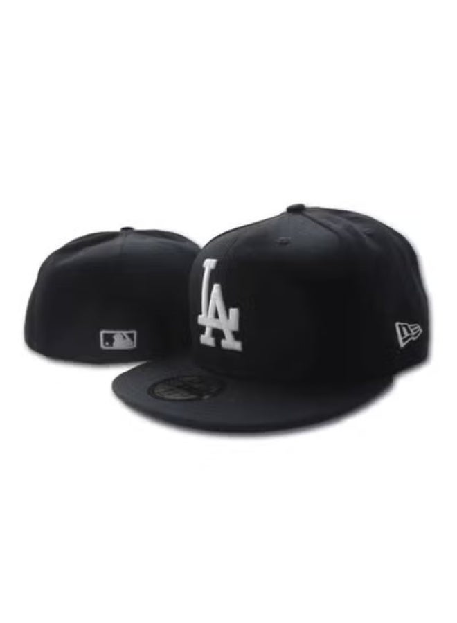 New Era Los Angeles Dodgers All-Black Fitted Cap (White Embroidered "LA" Logo)