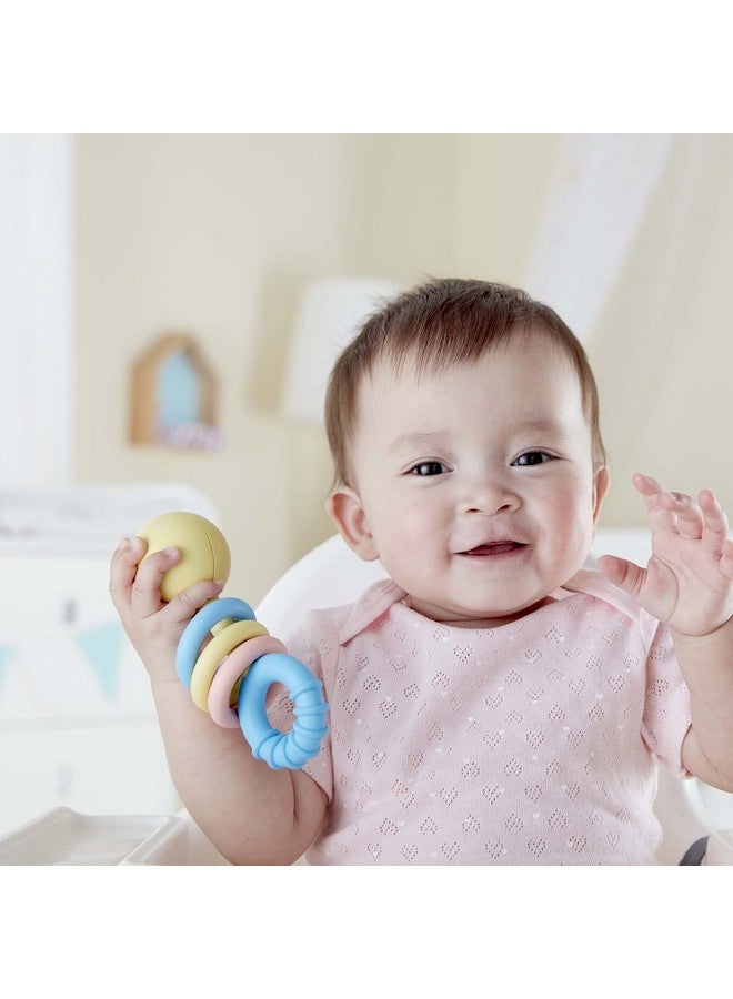 Hape Rattling Rings Teether ; Movable Teething & Rattle Shake Toy For Babies Soft Colors L 5.5 W 1.8 H 2.1 Inch - Image 4