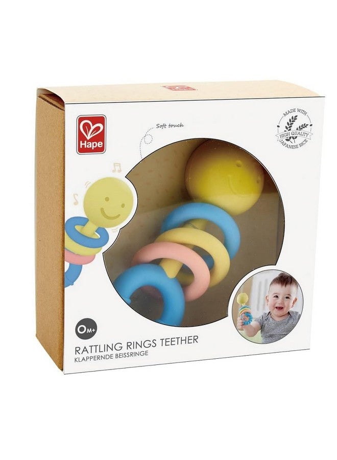 Hape Rattling Rings Teether ; Movable Teething & Rattle Shake Toy For Babies Soft Colors L 5.5 W 1.8 H 2.1 Inch - Image 2
