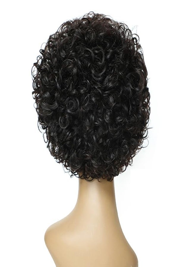 Feelgrace Short Curly Bangs Wigs for Black Women Human Hair Curly Wig with Bangs Curly Bob Glueless Wig 150% Density - Image 5