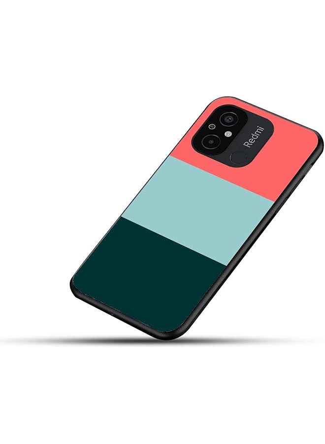 erorex Colorband Pattern Horizontal Bands Tricolor Designer Mobile Case Cover With Black Soft Sides For Xiaomi Redmi 12C Multicolor - Image 4