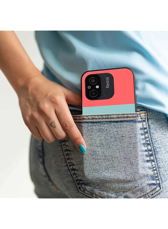 erorex Colorband Pattern Horizontal Bands Tricolor Designer Mobile Case Cover With Black Soft Sides For Xiaomi Redmi 12C Multicolor - Image 3