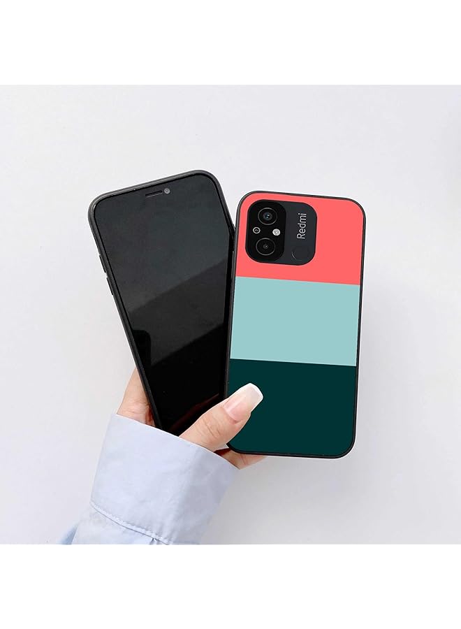 erorex Colorband Pattern Horizontal Bands Tricolor Designer Mobile Case Cover With Black Soft Sides For Xiaomi Redmi 12C Multicolor - Image 5