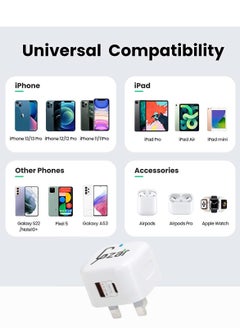 Gzar Gzar Wall Charger 20W USB Type C Fast Charger for iphone13 PD Dual Port Power Delivery 3.0 Adapter Plug white  - Image 5