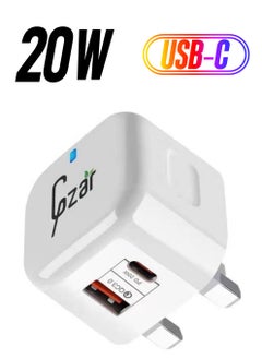 Gzar Gzar Wall Charger 20W USB Type C Fast Charger for iphone13 PD Dual Port Power Delivery 3.0 Adapter Plug white  - Image 1