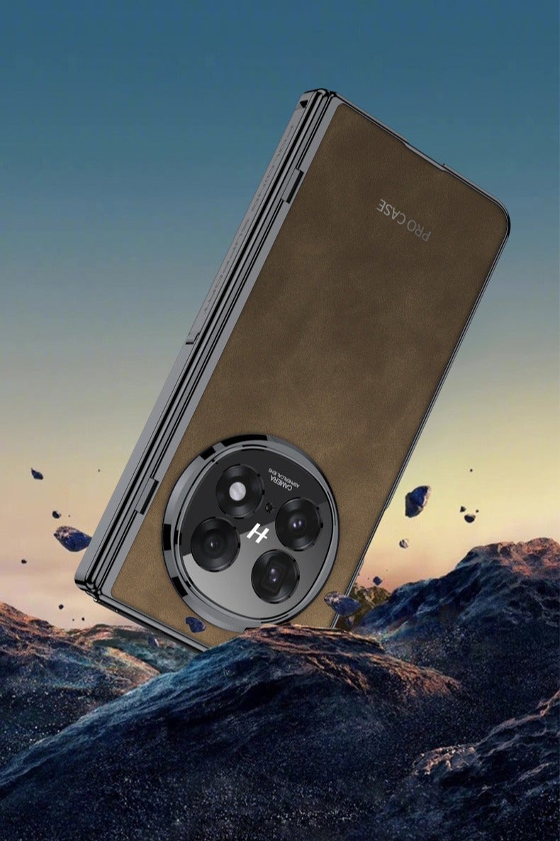 general Leather Case Compatible with OPPO Find N5, Built in Magnetic Attraction and High Definition Tempered Film, Anti Shock and Anti Fall Cover with Hidden Bracket - Image 2