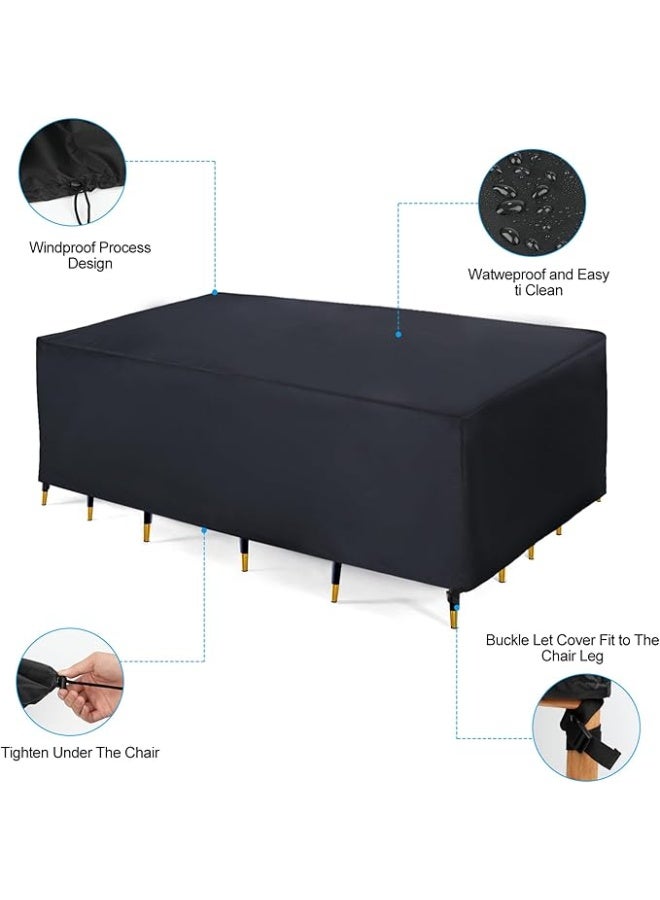 Garden Furniture Cover for Garden Furniture Waterproof Anti-UV Tarpaulin Protective Cover Winterproof Table for Garden Tables Patio Furniture (250 x 210 x 90 cm) - Image 2