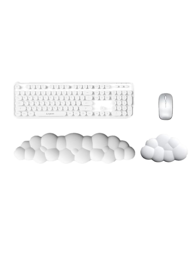 Sylqvxh Cloud Keyboard and Mouse Wrist Rest Set, Waterproof PU Leather Memory Foam Wrist Rest, Easy to Relieve Typing Pain, Non-slip Wrist Rest, Suitable for Home, Office (White) - Image 1