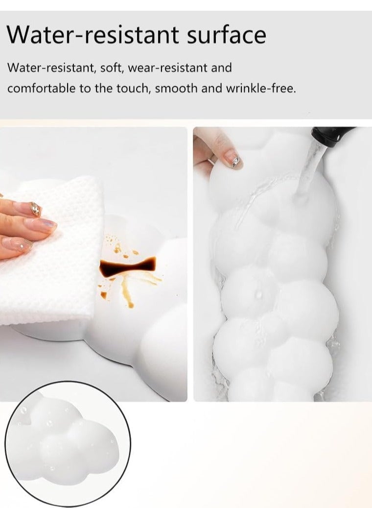 Sylqvxh Cloud Keyboard and Mouse Wrist Rest Set, Waterproof PU Leather Memory Foam Wrist Rest, Easy to Relieve Typing Pain, Non-slip Wrist Rest, Suitable for Home, Office (White) - Image 2