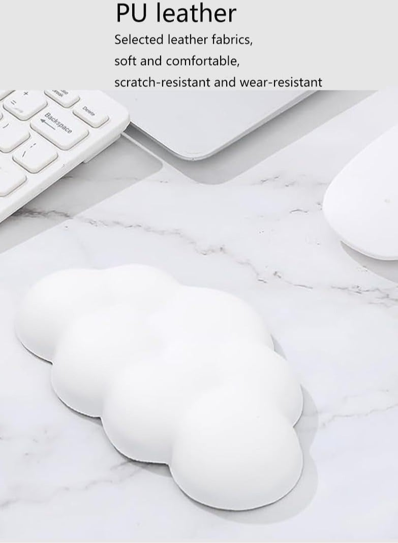 Sylqvxh Cloud Keyboard and Mouse Wrist Rest Set, Waterproof PU Leather Memory Foam Wrist Rest, Easy to Relieve Typing Pain, Non-slip Wrist Rest, Suitable for Home, Office (White) - Image 3