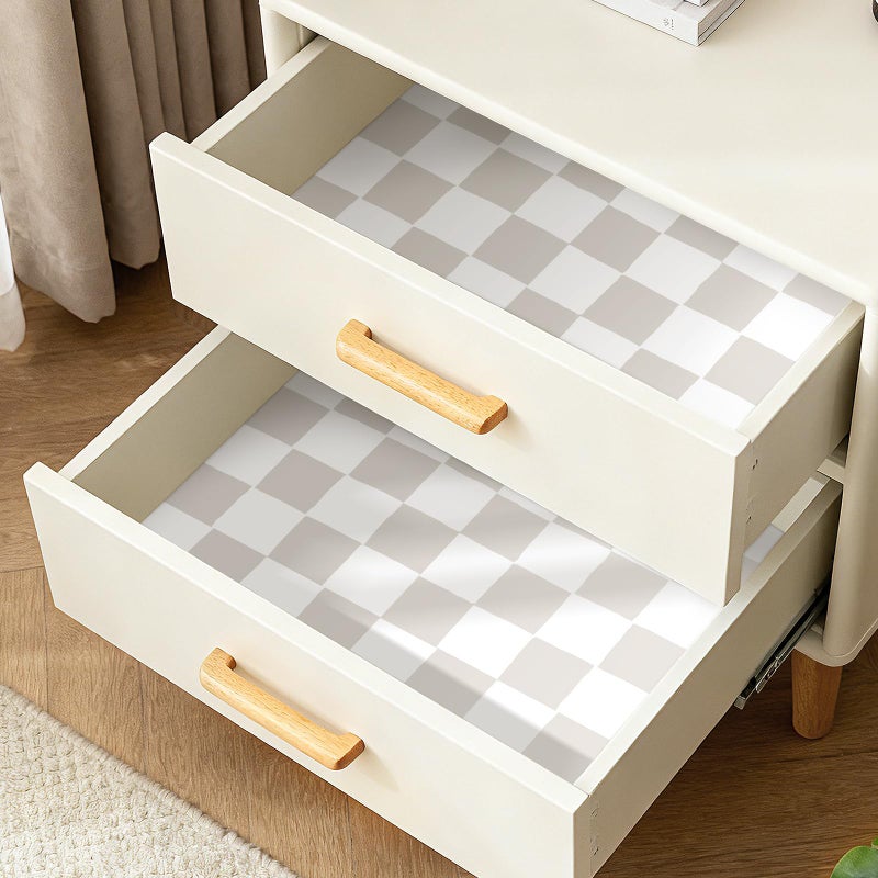 HelloWall Neutral Checkered Wallpaper Peel and Stick Tan White Plaid Wall Paper Beige Cream Gingham Prepasted Cottage Core Wallpaper Removable Contact Paper for Drawers Nursery Kids Bedroom 17.5x80 - Image 2