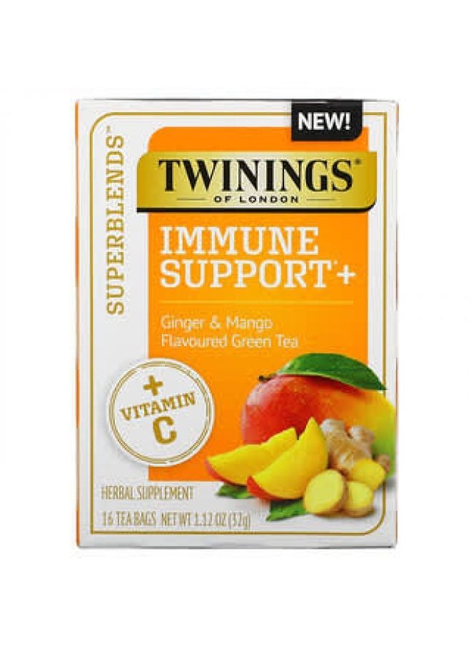 Twinings Twinings, Superblends Immune Support with Vitamin C, Ginger & Mango Green Tea, 16 Tea Bags, 1.12 oz (32 g)  - Image 2