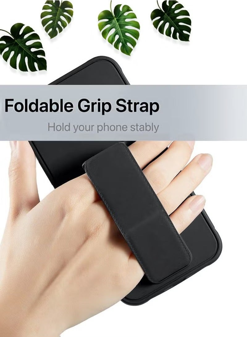 TIGER Apple iPhone 16e 5G 2025 Case Cover with Foldable Magnetic Kickstand, Finger Ring Grip, Wrist Strap & Built-in Iron Plate – Shockproof, Anti-Slip, Drop-Resistant Protective Back Case – Durable, Comfortable, Multi-Functional – Black - Image 2