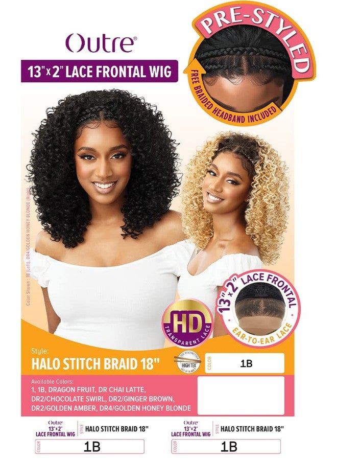 Outre 13x2 Hand Tied Lace Frontal Wig - HALO STITCH BRAID 18" (DR4 Golden Honey Blonde) - Image 2