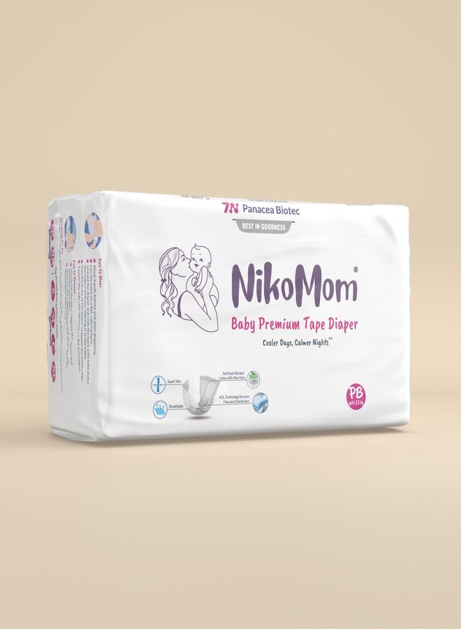 NikoMom Tape Diaper Premie Baby (PB) Upto 150ml storage capacity for Babies Weighing upto 2.5 Kg Pack of 14 Diapers Easy to Wear and Remove Ultra Soft & Dry, Breathable All-Night Protection Value Pack - Image 2