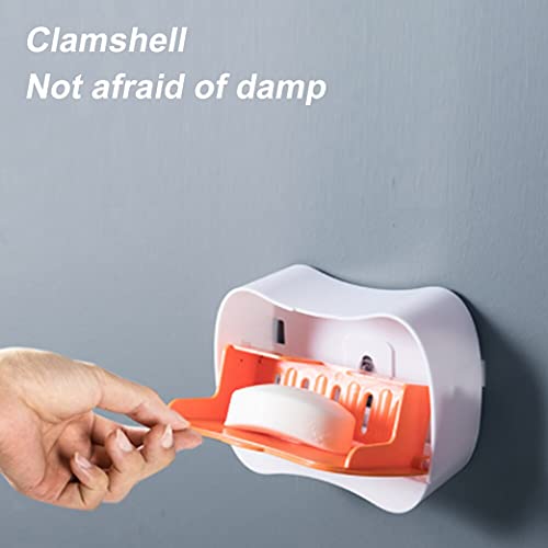 MEZON Wall-Mounted Soap Dish Bathroom Storage Drain Rack Soap Box Hook Plastic Box Creative Flip Cover No Trace Sticker Free Punch (Multi Color) - Image 4