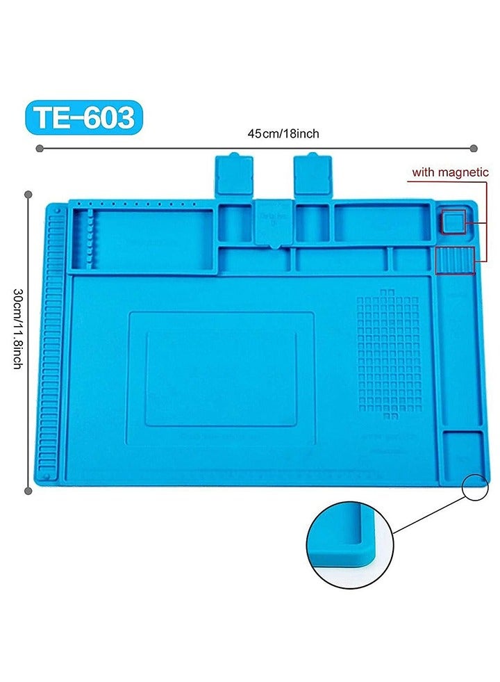 Magnetic Heat Insulation Silicone Pad For BGA Soldering Repair,Large Silicone Mat, Magnetic Soldering Mat, Heat Resistant Workbench Mat for Cell Phone, Laptops, Soldering Iron, Heat Guns,45CM*30CM - Image 3
