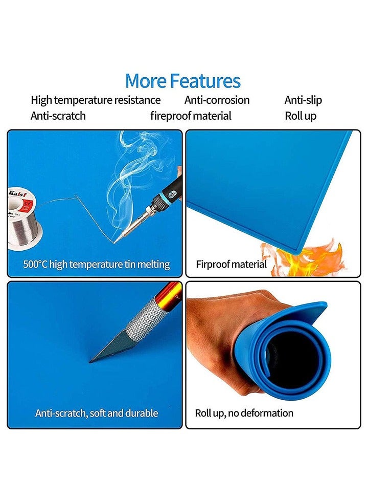 Magnetic Heat Insulation Silicone Pad For BGA Soldering Repair,Large Silicone Mat, Magnetic Soldering Mat, Heat Resistant Workbench Mat for Cell Phone, Laptops, Soldering Iron, Heat Guns,45CM*30CM - Image 4