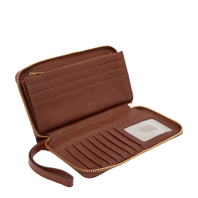 Fossil Women's Liza Leather Wallet Zip Around Clutch with Wristlet Strap, Brown (Model: SL7878200) - Image 2