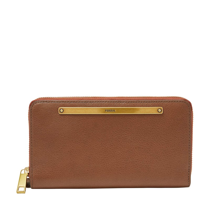 Fossil Women's Liza Leather Wallet Zip Around Clutch with Wristlet Strap, Brown (Model: SL7878200) - Image 1
