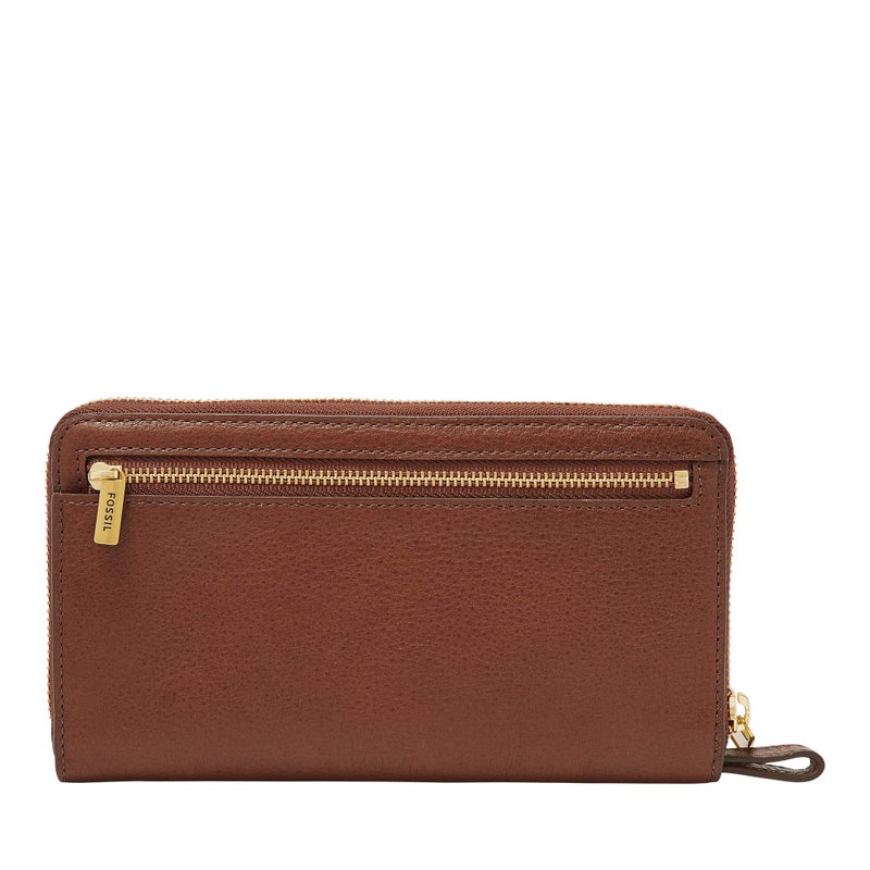 Fossil Women's Liza Leather Wallet Zip Around Clutch with Wristlet Strap, Brown (Model: SL7878200) - Image 4