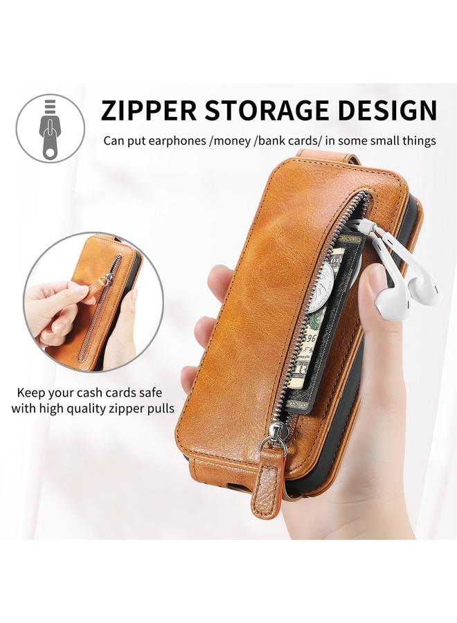 S-TOP Case For iPhone 13 Pro Max Zipper Wallet Vertical Flip Leather Phone Case - Image 4
