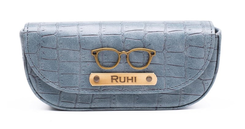 AICA Name & Charm Sunglasses Case (DarkGrey) | Hard Leather Eyewear Cover | Corporate Gifts | Stylish Diwali Gifts for Family & Friends - Image 1