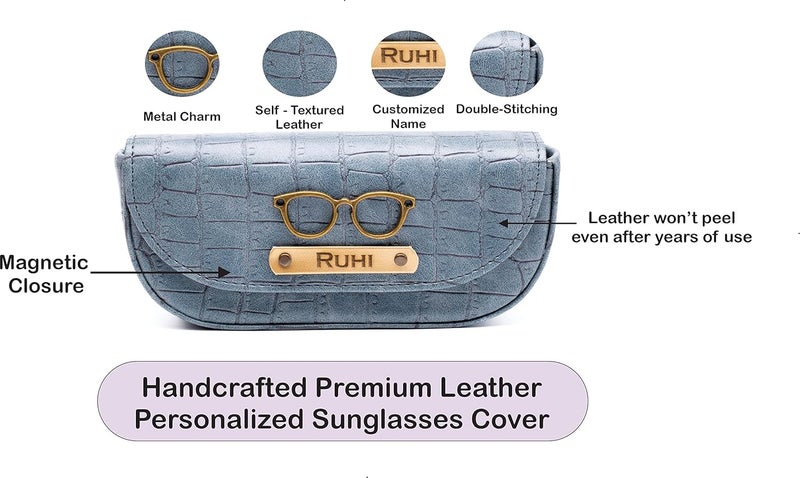 AICA Name & Charm Sunglasses Case (DarkGrey) | Hard Leather Eyewear Cover | Corporate Gifts | Stylish Diwali Gifts for Family & Friends - Image 5