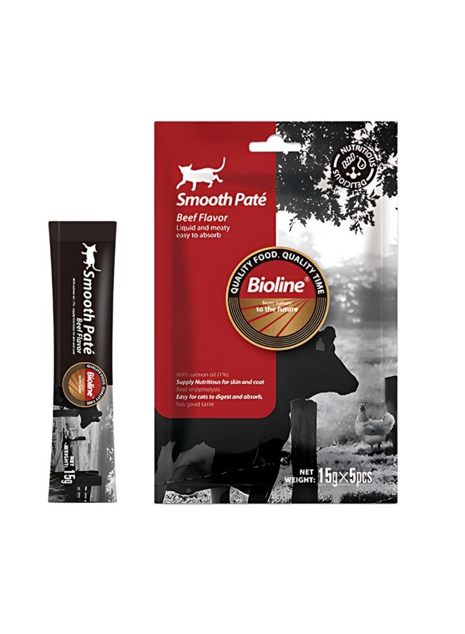 بيولين فيست الطبيعي باتيه ناعم بنكهة اللحم البقري (15 جرام × 5 قطع)