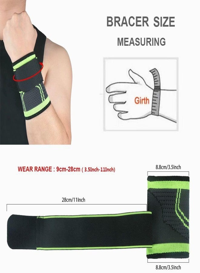 BLUEONE Sports Wrist Support Band, Adjustable Compression Wrap with Thumb Loop, Black and Green, for Gym and Weightlifting - Image 3