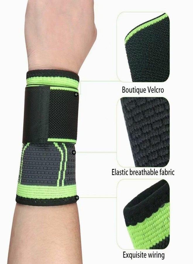 BLUEONE Sports Wrist Support Band, Adjustable Compression Wrap with Thumb Loop, Black and Green, for Gym and Weightlifting - Image 2