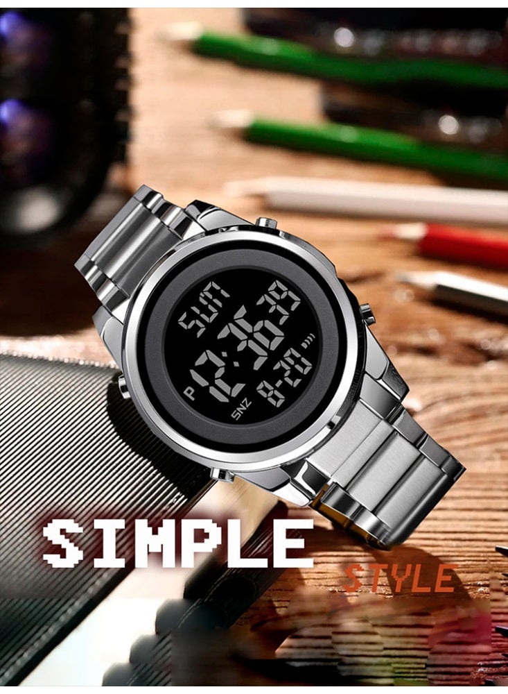 Sanda Luxury Men's Sports Electronic Watch Multi functional Waterproof Display Stainless Steel Strap Men's Electronic Watch - Image 4