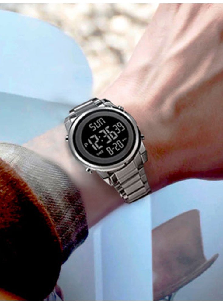 Sanda Luxury Men's Sports Electronic Watch Multi functional Waterproof Display Stainless Steel Strap Men's Electronic Watch - Image 5