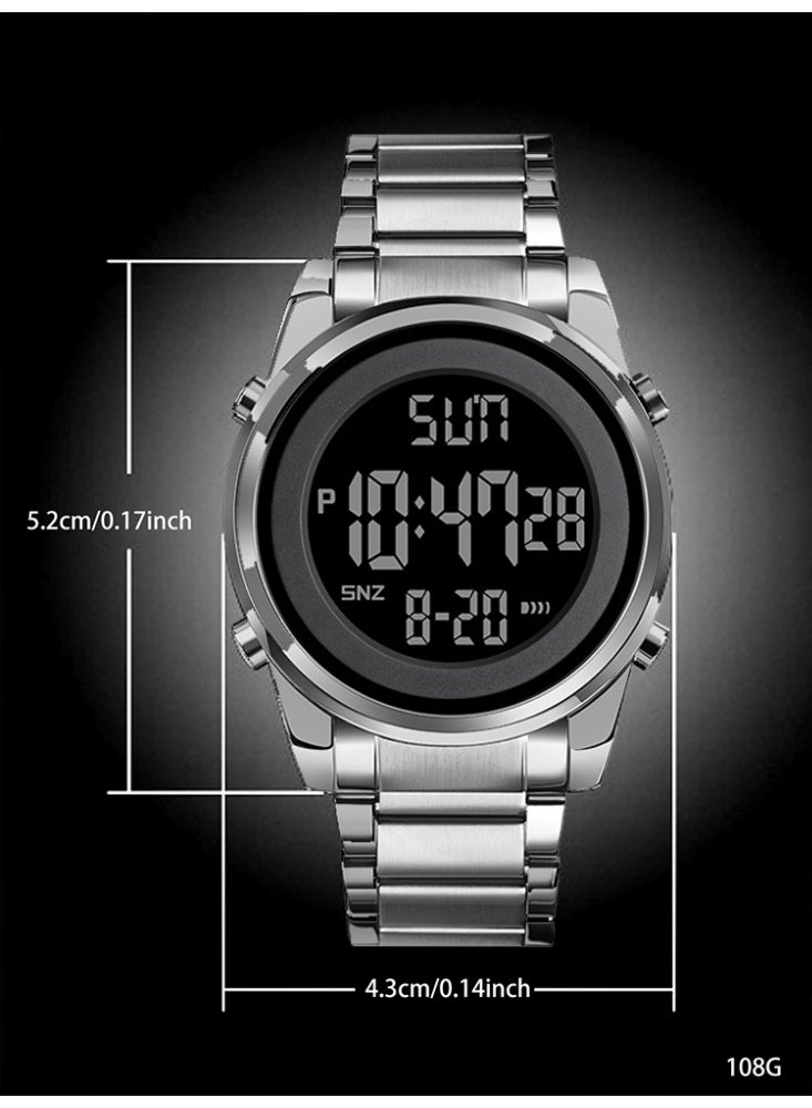 Sanda Luxury Men's Sports Electronic Watch Multi functional Waterproof Display Stainless Steel Strap Men's Electronic Watch - Image 3