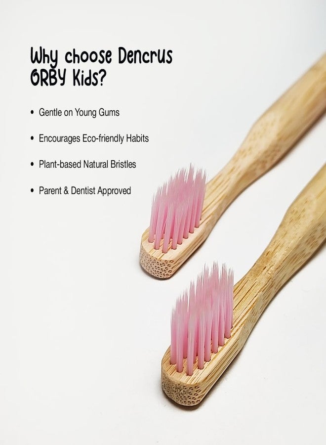 Dencrus Orby Kids Bamboo Toothbrush for Kids (Pack of 5) | Natural & Eco Friendly Oral Care | Soft Bristles Toothbrush for Toddler & Kid Dental Care | Organic Bamboo Handle - Pink - Image 3