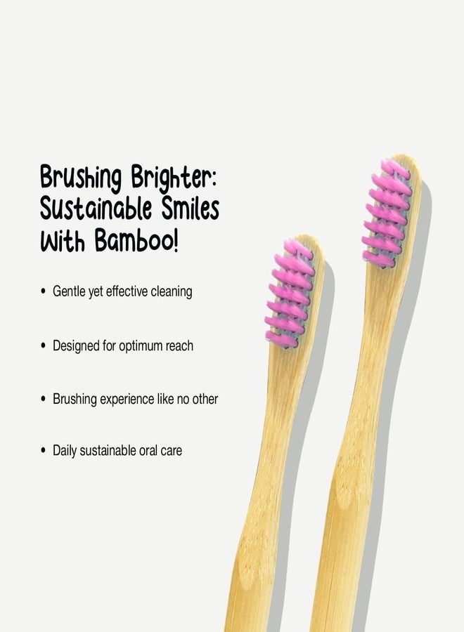Dencrus Orby Kids Bamboo Toothbrush for Kids (Pack of 5) | Natural & Eco Friendly Oral Care | Soft Bristles Toothbrush for Toddler & Kid Dental Care | Organic Bamboo Handle - Pink - Image 4