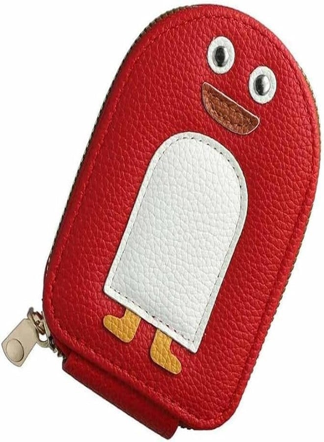 Cute Mini Zipper Card Holder Wallet, Compact Accordion Card Organizer with Coin Pocket for Women and Girls (Red) - Image 2