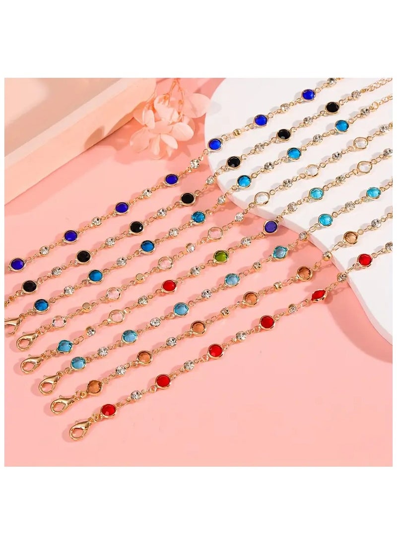 Goolsky 1pc Shiny Rhinestone Decor Bracelet For Summer, Colorful Imitation Crystal Bracelet, Suitable For Daily Leisure, Beach Parties, Copper Jewelry  - Image 3