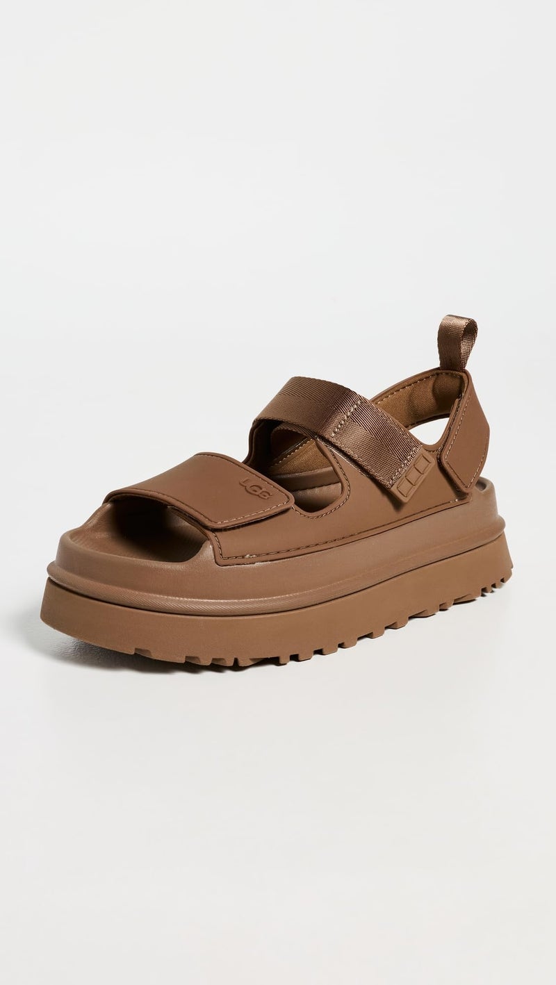 UGG Women's GOLDENGLOW Flat Sandal, Bison Brown, 9 - Image 3