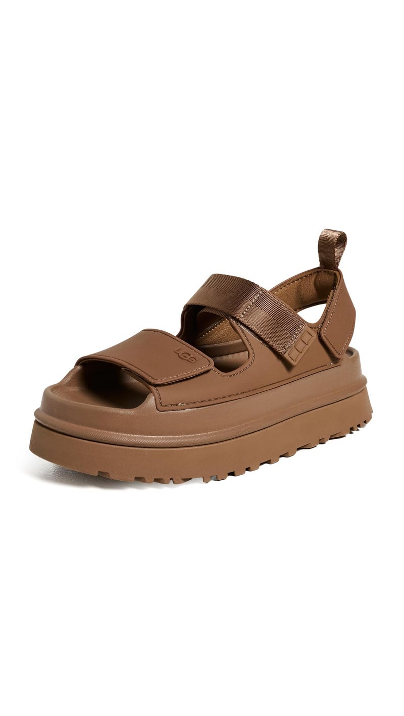 UGG Women's GOLDENGLOW Flat Sandal, Bison Brown, 9 - Image 1